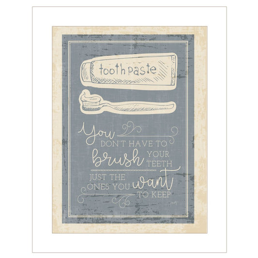 Brush Teeth 1 White Framed Print Wall Art