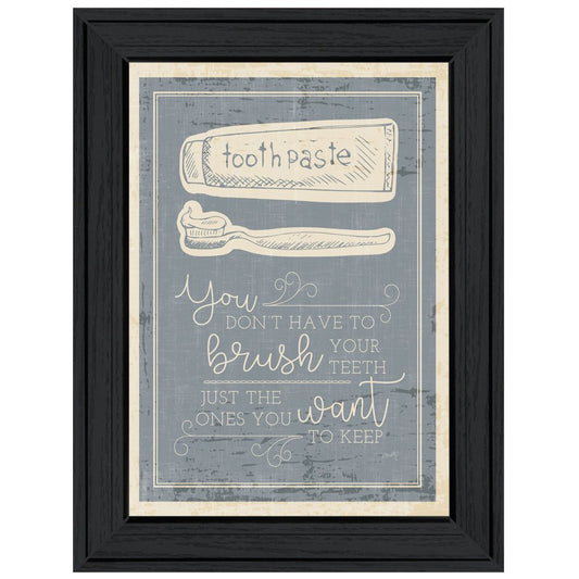 Brush Teeth 3 Black Framed Print Wall Art