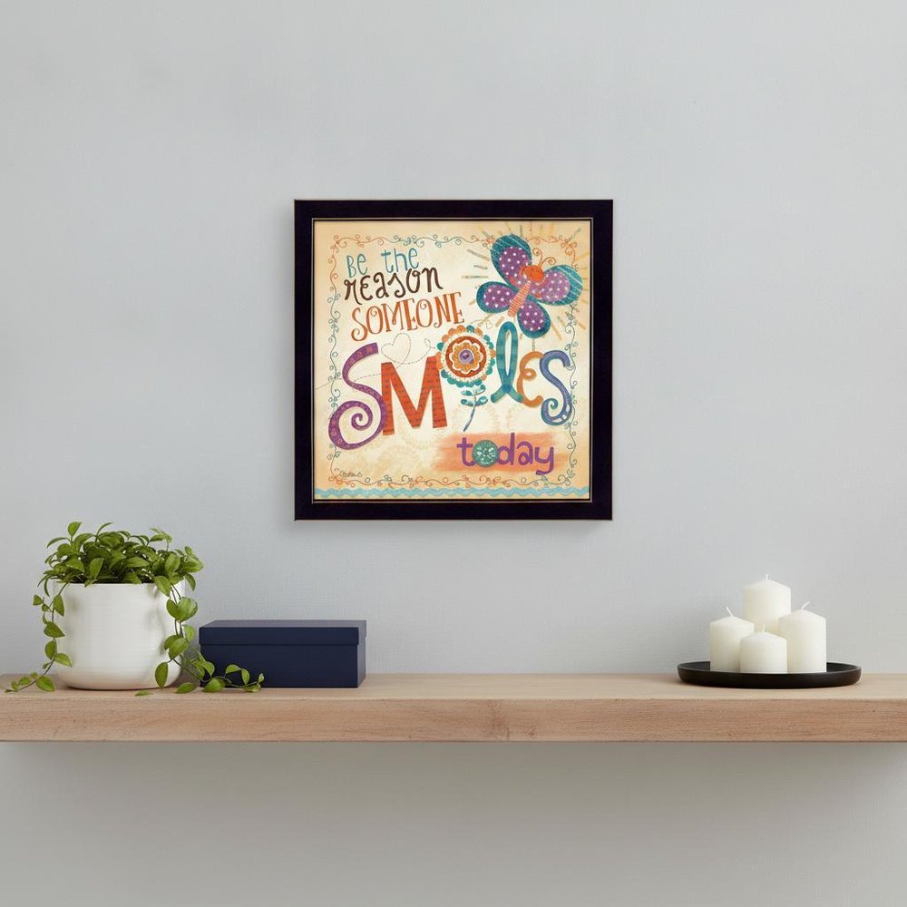 Be the Reason Someone Smiles Black Framed Print Wall Art