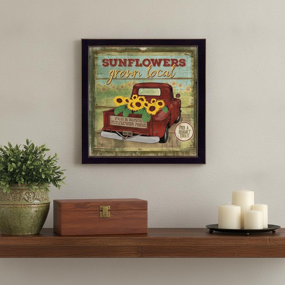 Sunflowers From the Farm 1 Black Framed Print Wall Art