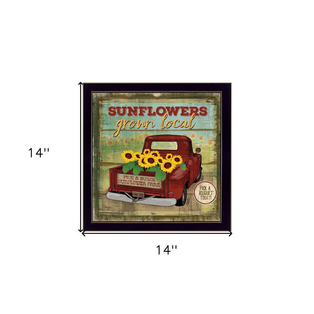 Sunflowers From the Farm 1 Black Framed Print Wall Art