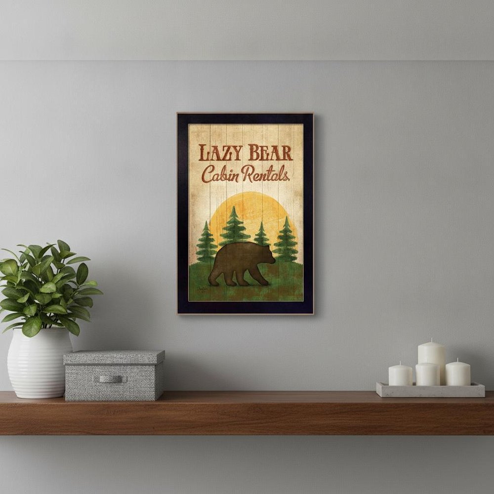 Lazy Bear 1 Black Framed Print Wall Art