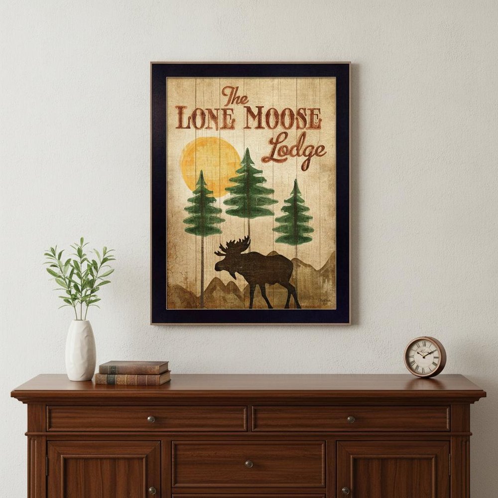 Lone Moose 2 Black Framed Print Wall Art