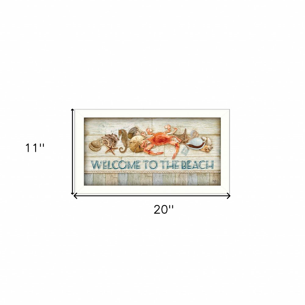 Welcome to the Beach White Framed Print Wall Art