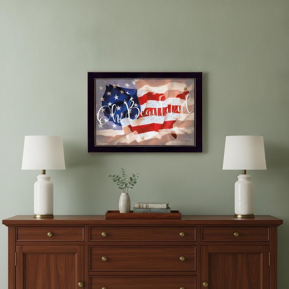 Oh Beautiful America Black Framed Print Wall Art