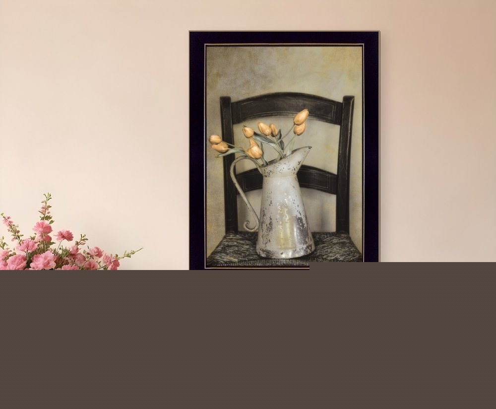 Golden Tulips 2 Black Framed Print Wall Art