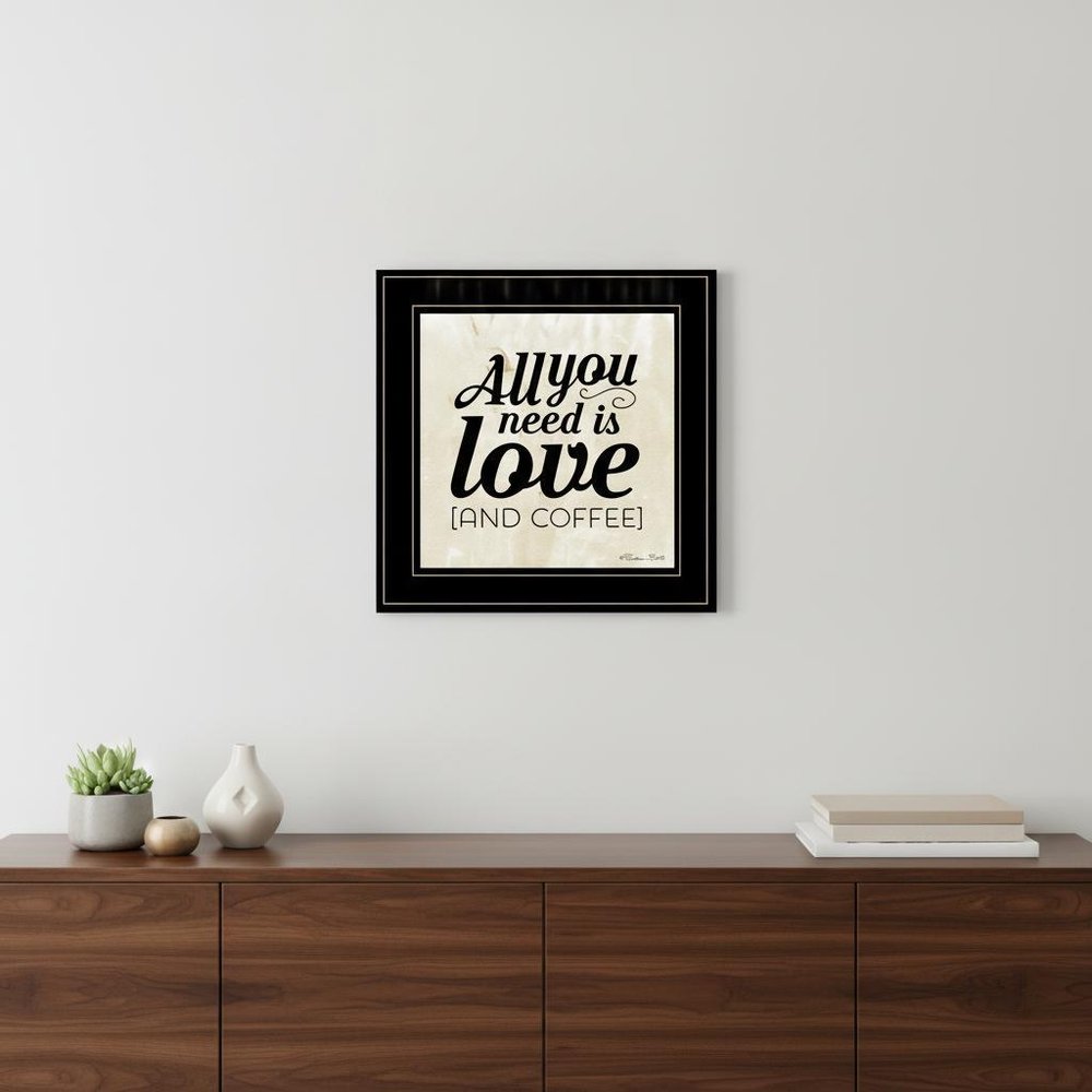 All You Need is Love and Coffee 2 Black Framed Print Wall Art