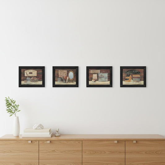 Set Of Four Bathroom I Black Framed Print Bathroom Wall Art