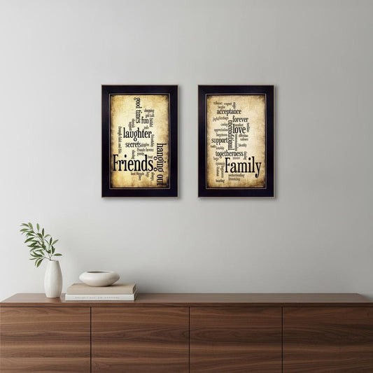 Set Of Two Friends and Family Black Framed Print Wall Art
