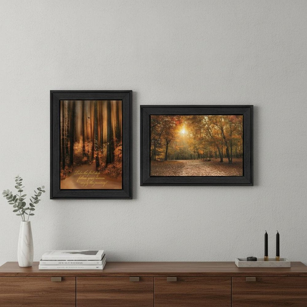 Set Of Two Autumn Black Framed Print Wall Art
