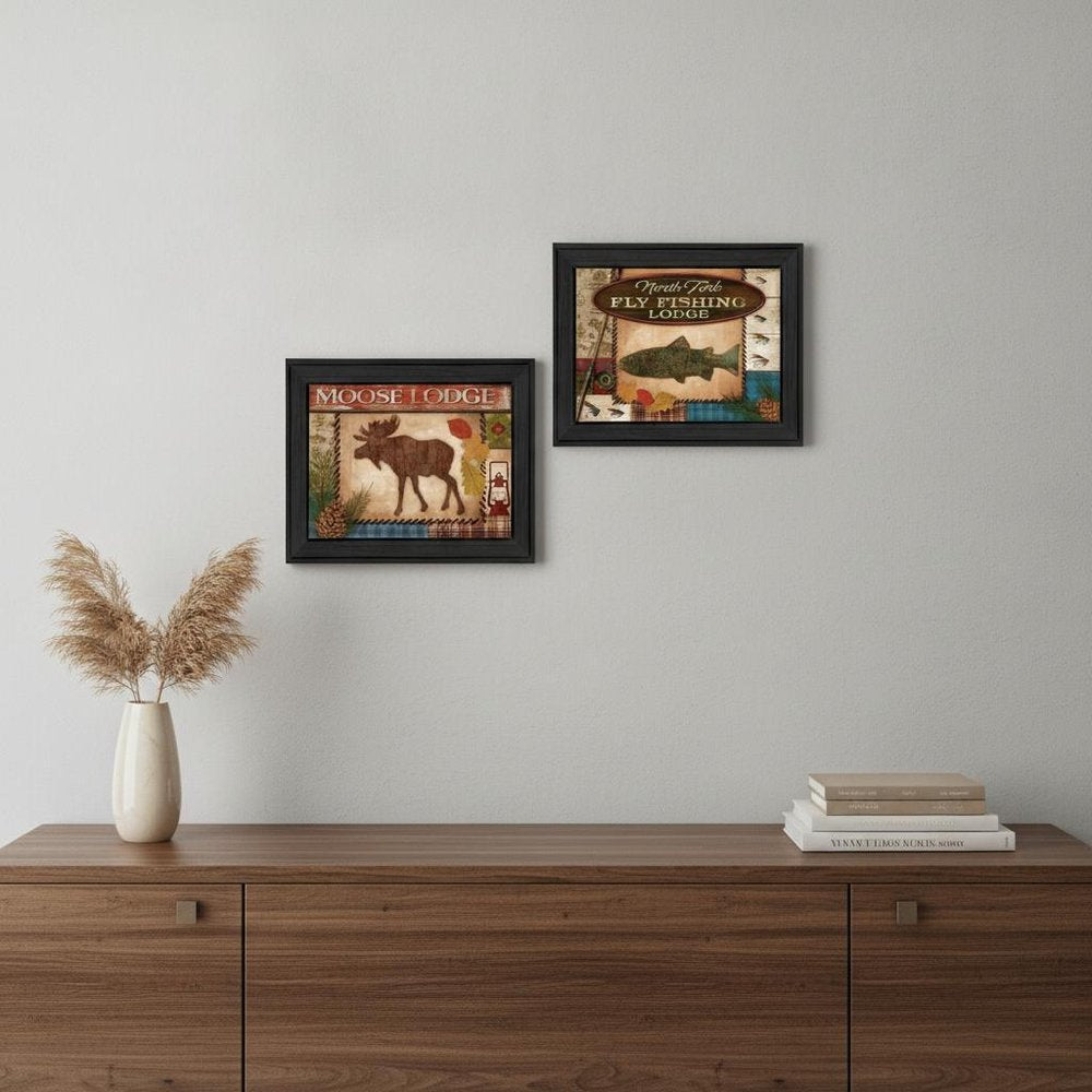 Set Of Two Lodge I Black Framed Print Wall Art
