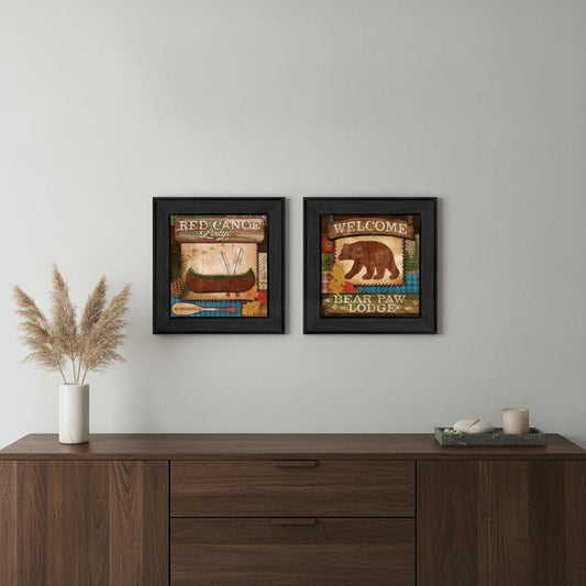 Set Of Two Lodge II Black Framed Print Wall Art