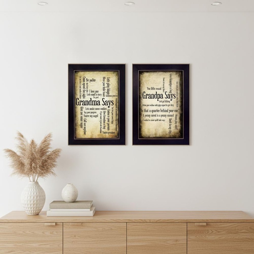 Set Of Two Grandparents Black Framed Print Wall Art