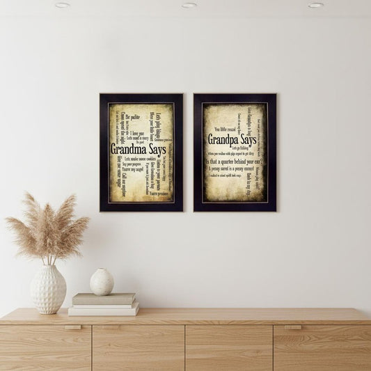 Set Of Two Grandparents Black Framed Print Wall Art