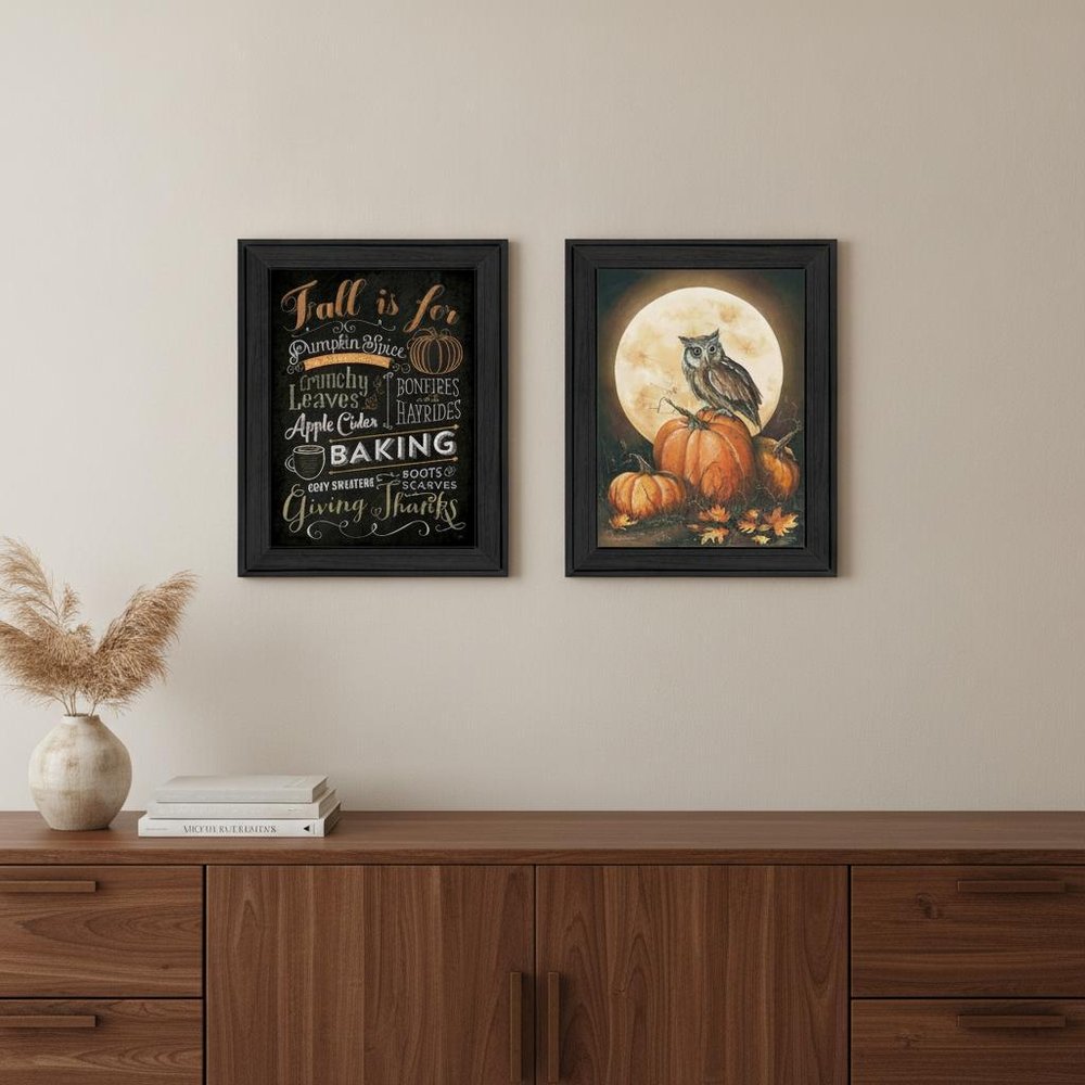 Set Of Two Pumpkin Patch Black Framed Print Wall Art