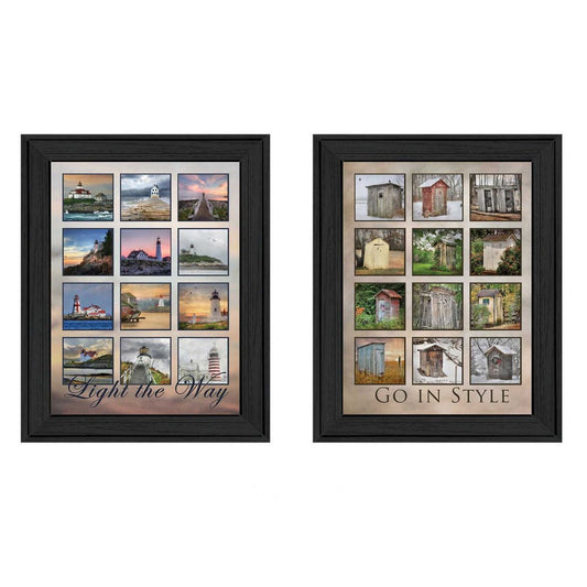 Set Of Two Light Your Way Black Framed Print Wall Art