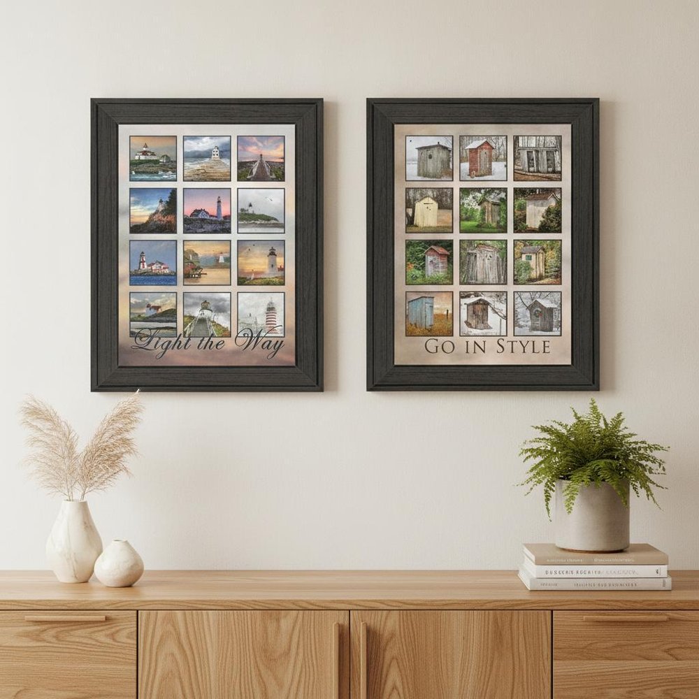Set Of Two Light Your Way Black Framed Print Wall Art