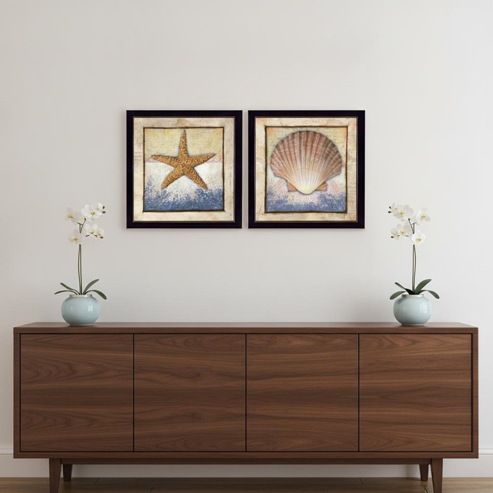 Set Of Two Sea Journey Black Framed Print Wall Art