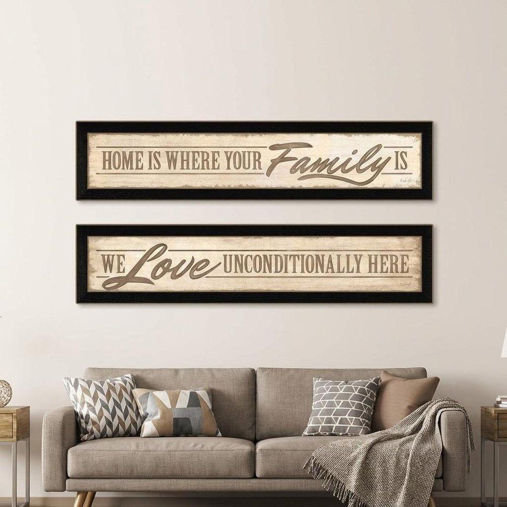 Set Of Two Love Family and Friends Black Framed Print Wall Art