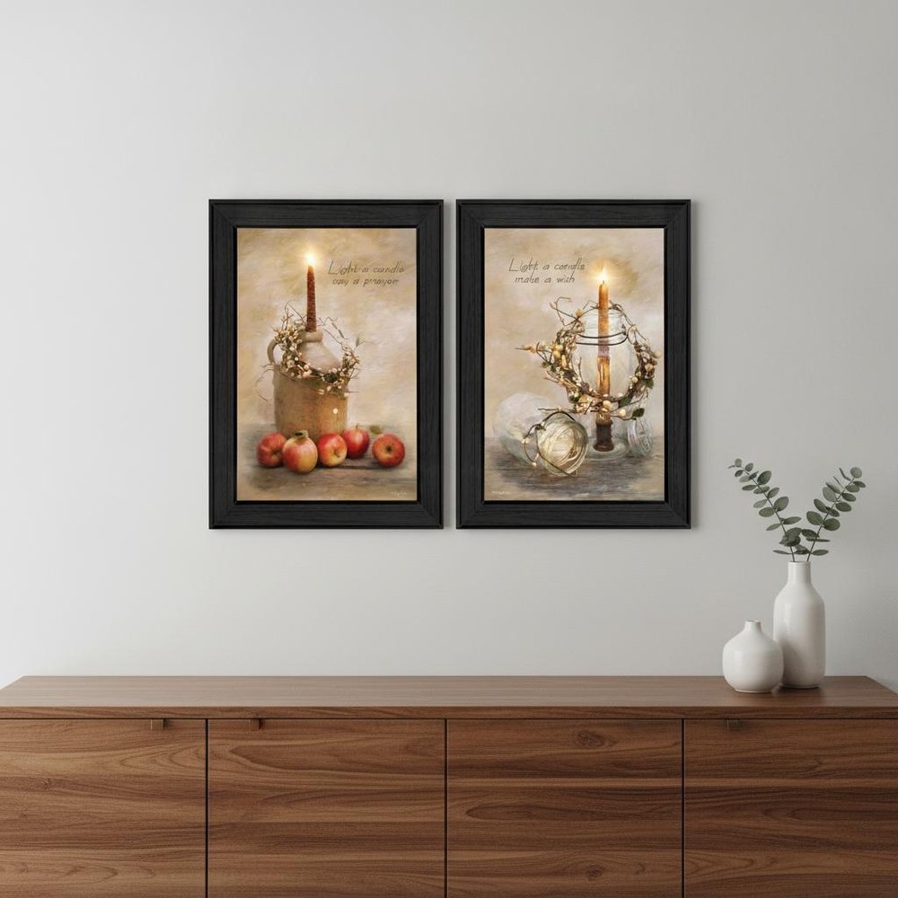 Set Of Two Light a Candle Black Framed Print Wall Art