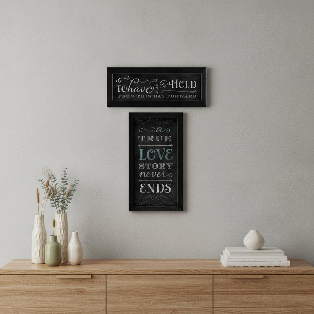 Set Of Two Love Story Black Framed Print Wall Art