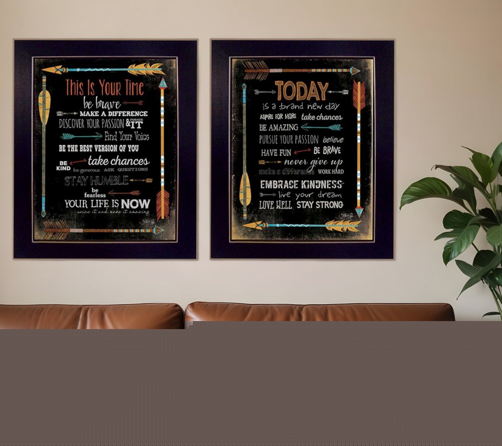 Set Of Two Arrows II Black Framed Print Wall Art