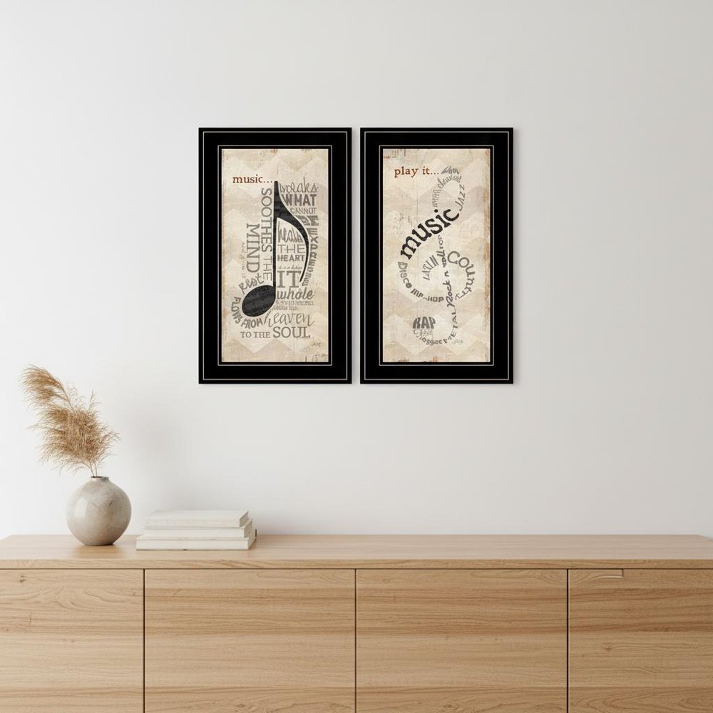 Set Of Two Music 6 Black Framed Print Wall Art