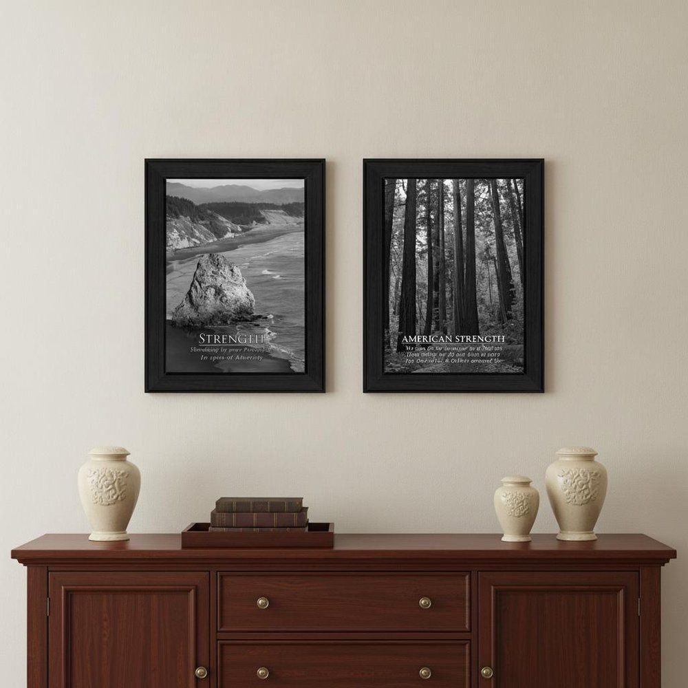 Set Of Two Strength 2 Black Framed Print Wall Art