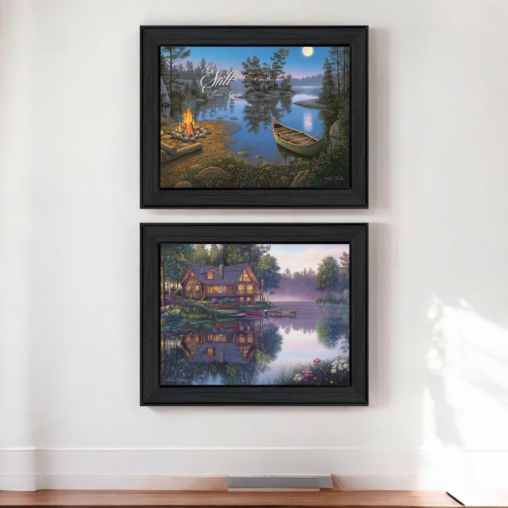 Set Of Two Cabin Fever Black Framed Wall Art