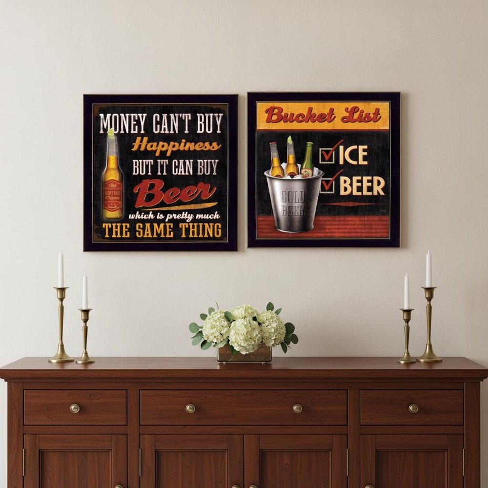 Set Of Two Bucket List Black Framed Print Wall Art
