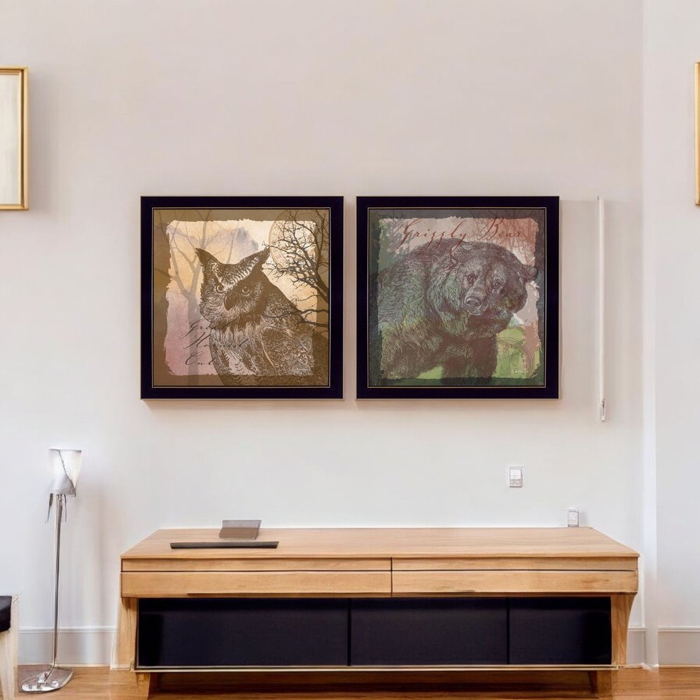 Set Of Two Wildlife Collection Black Framed Wall Art