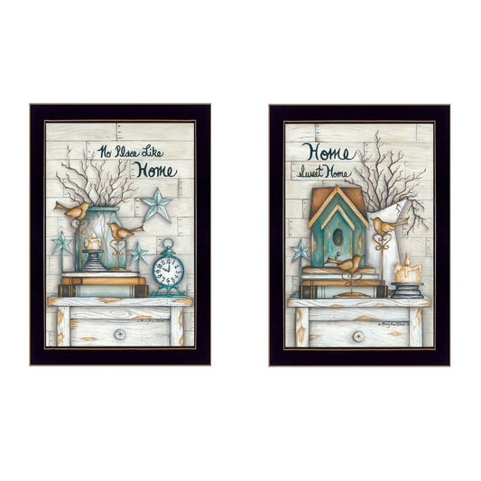 Set Of Two Home Sweet Home 1 Black Framed Wall Art