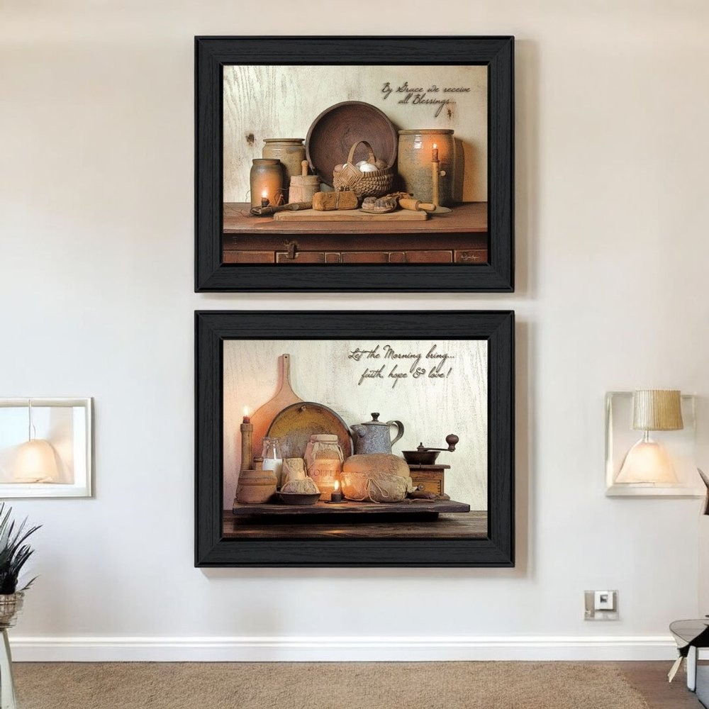 Set Of Two By Grace 2 Black Framed Wall Art