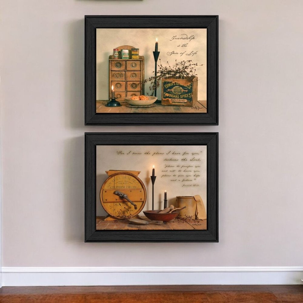 Set Of Two Friendship is the Spice of Life Black Framed Wall Art