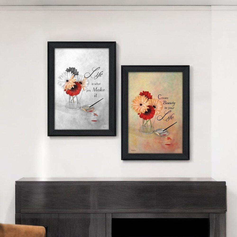 Set Of Two Create Beauty Black Framed Wall Art