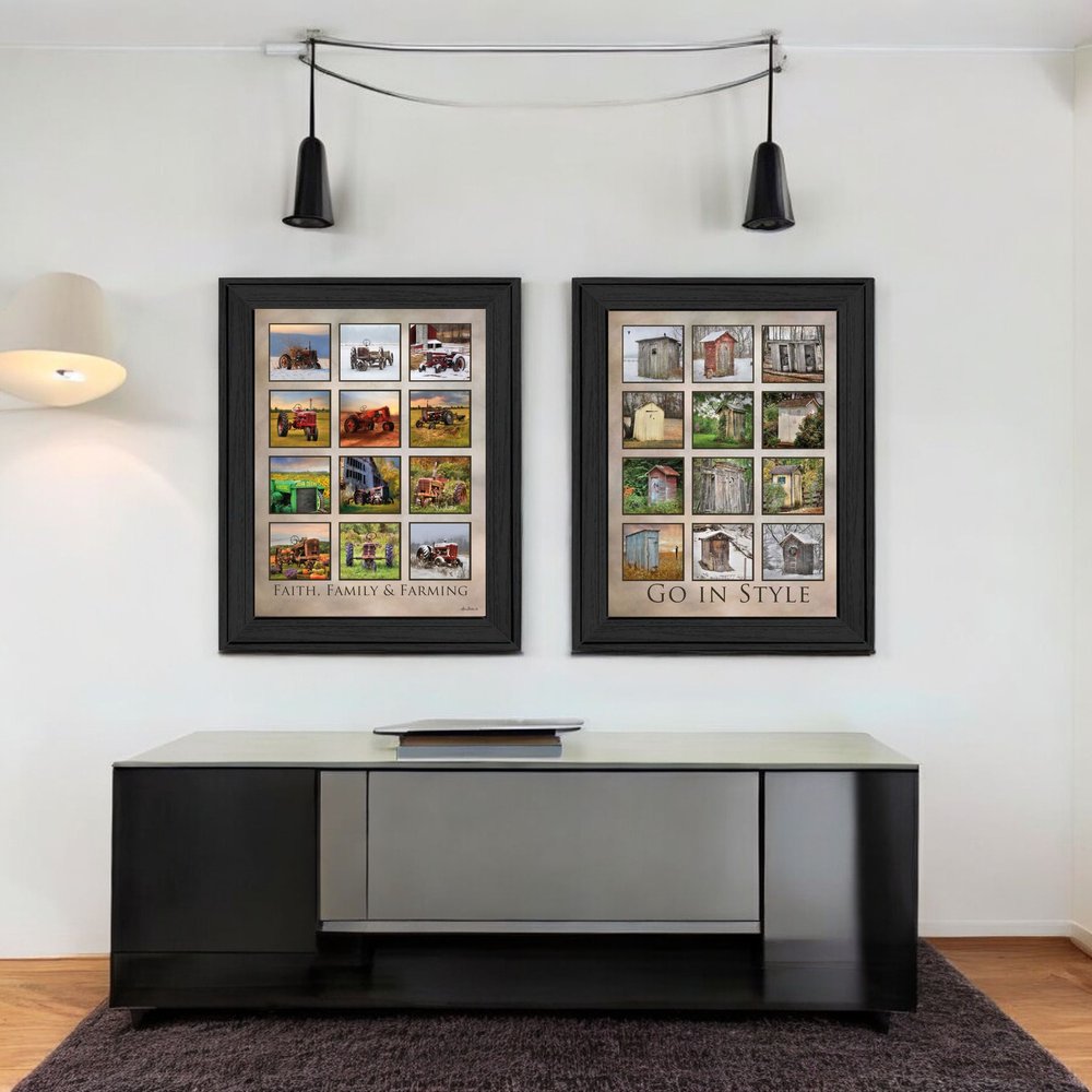 Set Of Two Farming Black Framed Wall Art