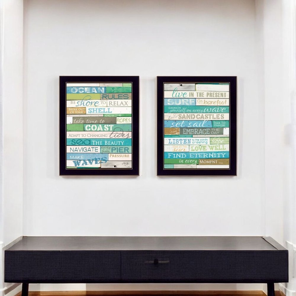 Set Of Two Live in The Present 4 Black Framed Wall Art