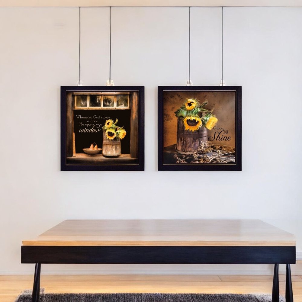 Set Of Two Sunny Windows Black Framed Wall Art