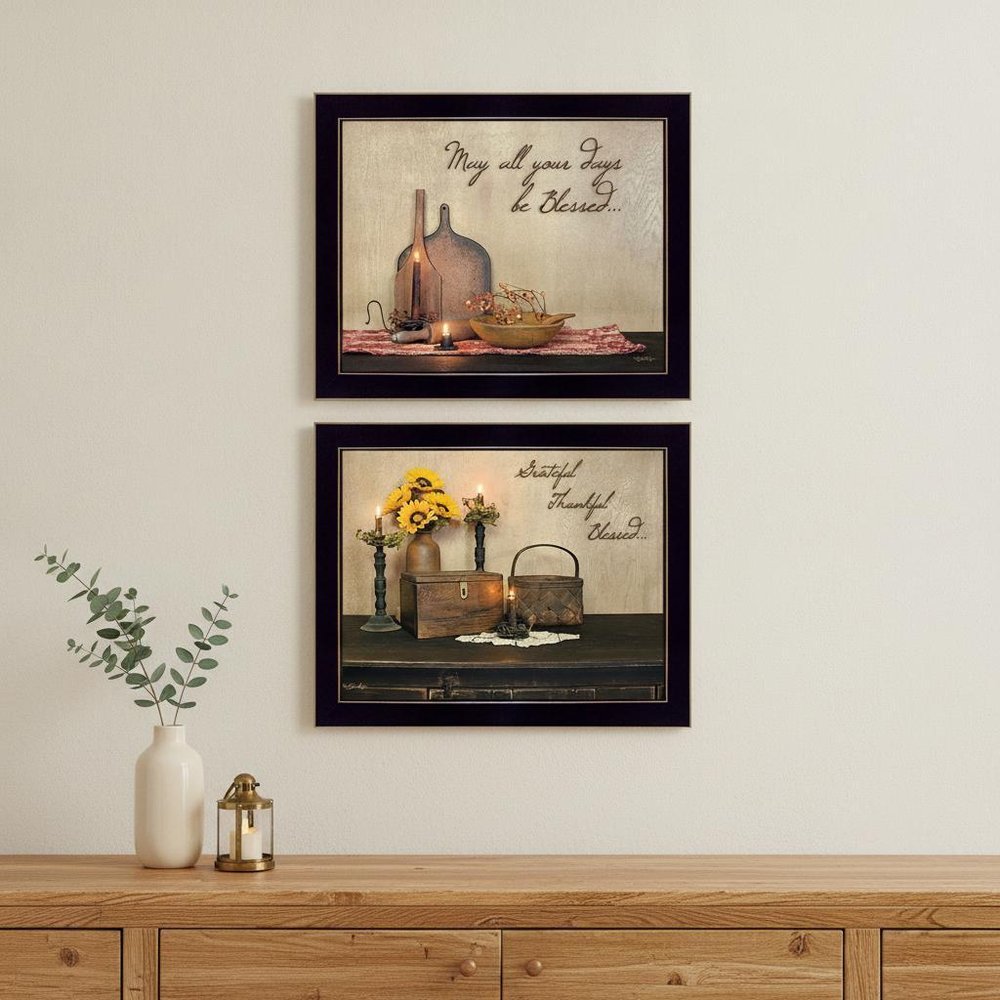 Set Of Two Twice Blessed Black Framed Print Wall Art