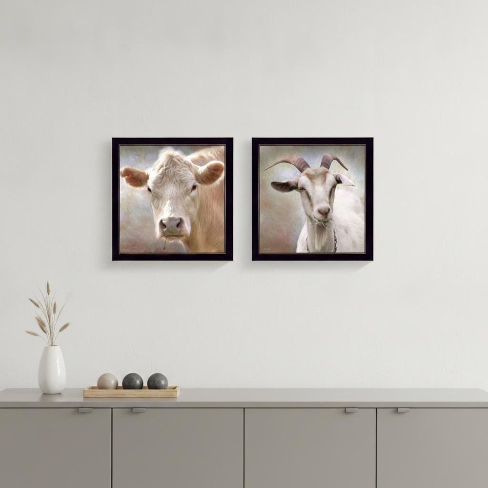 Set Of Two Up Close on the Farm Black Framed Print Wall Art