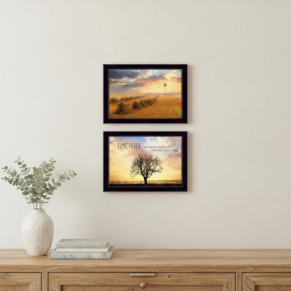 Set Of Two Amish Country Black Framed Print Wall Art