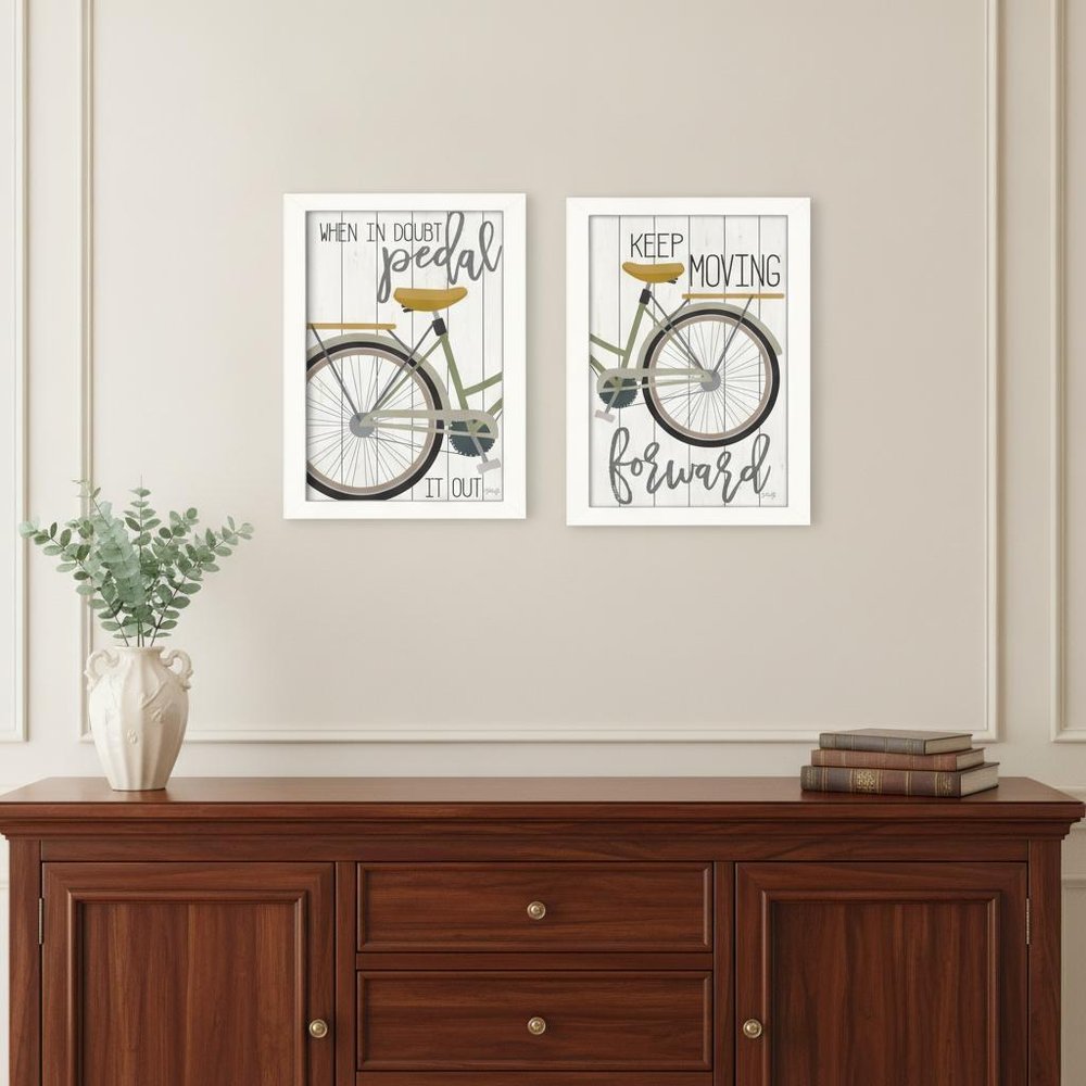 Set Of Two Pedal it Out 3 White Framed Print Wall Art