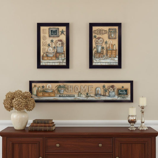Set Of Three Where Family and Friends Gather 1 Black Framed Print Wall Art