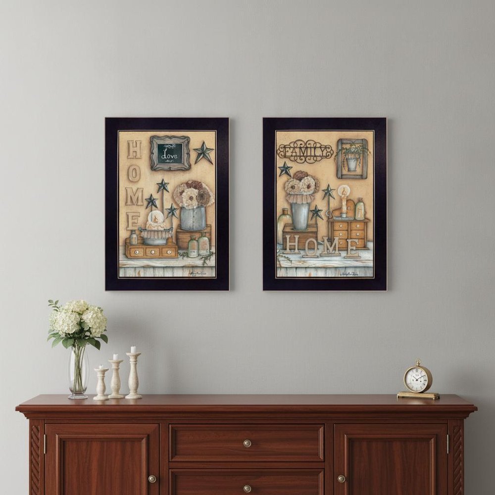 Set Of Two Where Family and Friends Gather II 1 Black Framed Print Wall Art