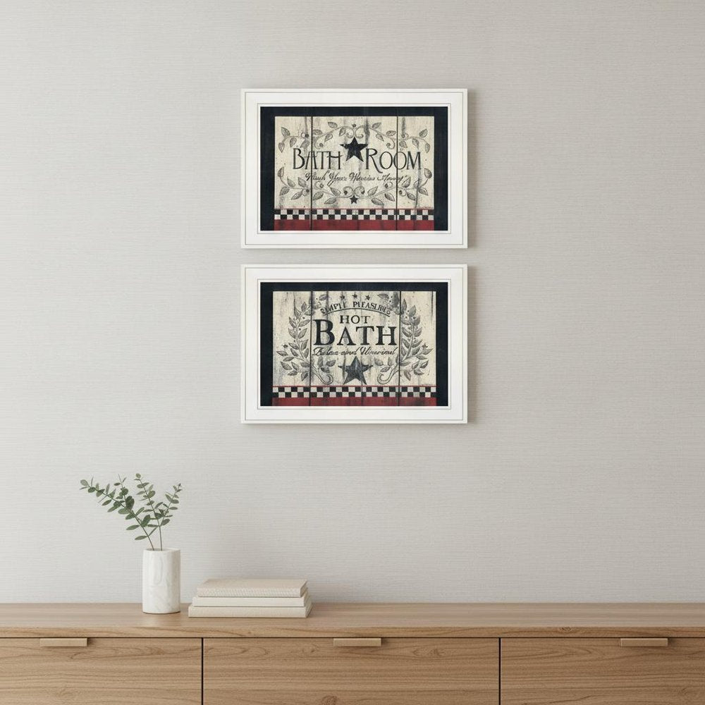 Set Of Two Hot Bath 6 White Framed Print Bathroom Wall Art