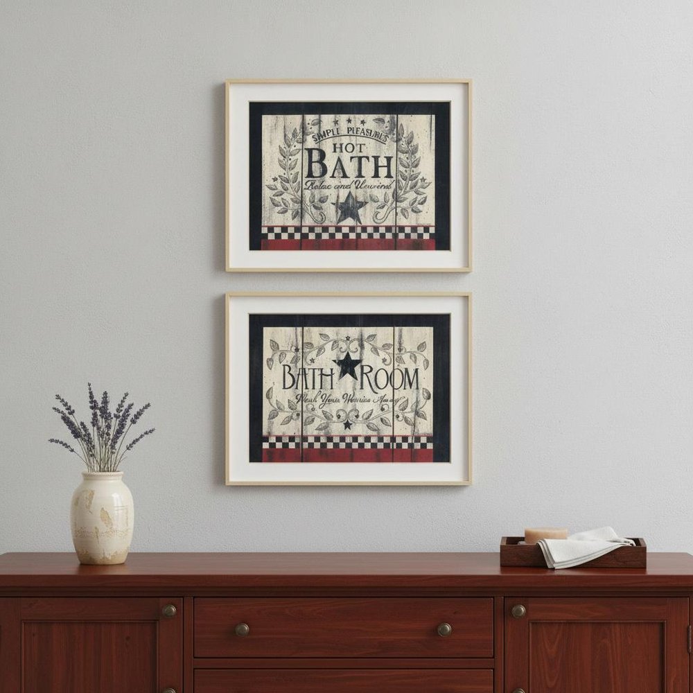 Set Of Two Hot Bath 10 White Framed Print Bathroom Wall Art
