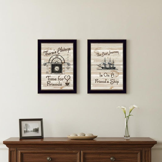 Set Of Two Friendship Journey 2 Black Framed Print Kitchen Wall Art