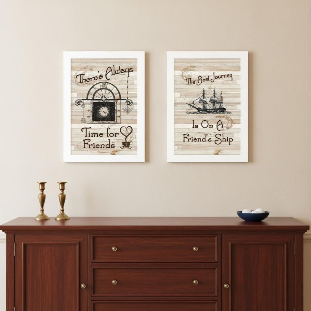 Set Of Two Friendship Journey 3 White Framed Print Kitchen Wall Art