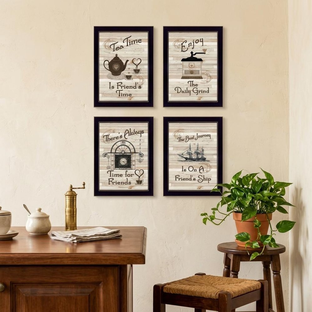 Set Of Four Friendship 2 Black Framed Print Kitchen Wall Art