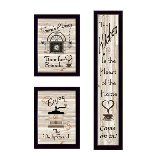 Set Of Three The Kitchen Collection I 4 White Framed Print Kitchen Wall Art